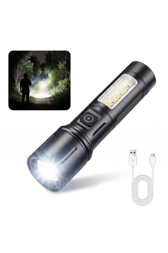 Powerful Flashlight, Handheld Rechargeable Flashlights High Lumens with Zoom Torch