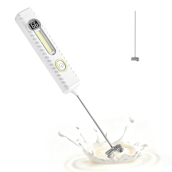 MOSENSE 304 Stainless Steel Whisk Head, 3-Speed Frothing Levels, 2 Brightness Lighting Modes, Type-C Charging, Portable Electric Milk Frother, Suitable for Coffee, Matcha and Hot Chocolate