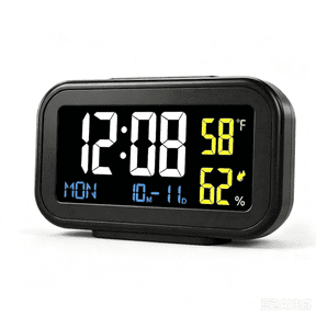 DAYBETTER Digital Alarm Clock, Large Backlit LCD Screen, Temp Humidity Detector, Snooze, Date Week & Min Max Temp Memory for Home Bedroom Office