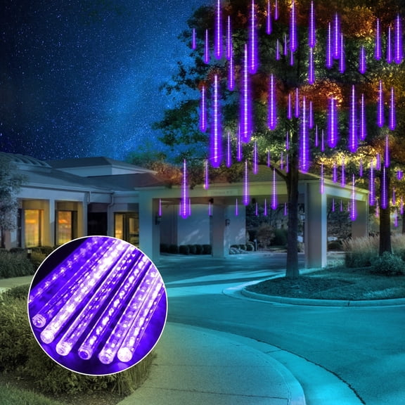 DAYBETTER Purple Meteor Shower Lights Outdoor,20 inches 10 Tube 540 LED Christmas Waterproof Falling Rain Lights for Garden Yard Porch Wedding Party Christmas Decor