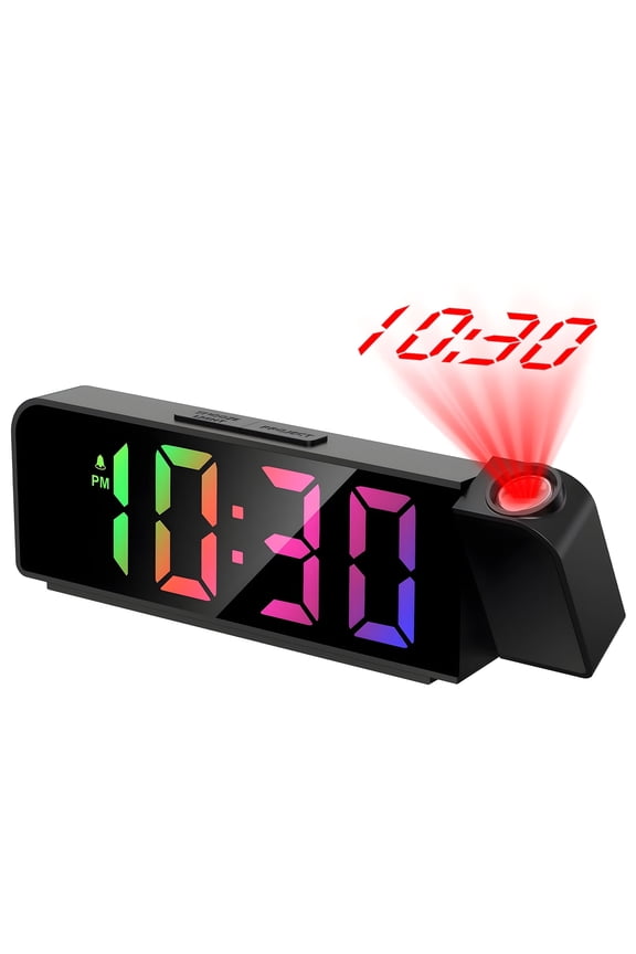 Rgb Digital Alarm Clock for Heavy Sleepers Kids, LED Projection Clock for Bedroom Ceiling