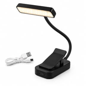 DAYBETTER LED Rechargeable Clip-on Reading Light, 3 Color Modes, Adjustable Brightness, Portable Bed Reading Lamp for Bookworms, Black