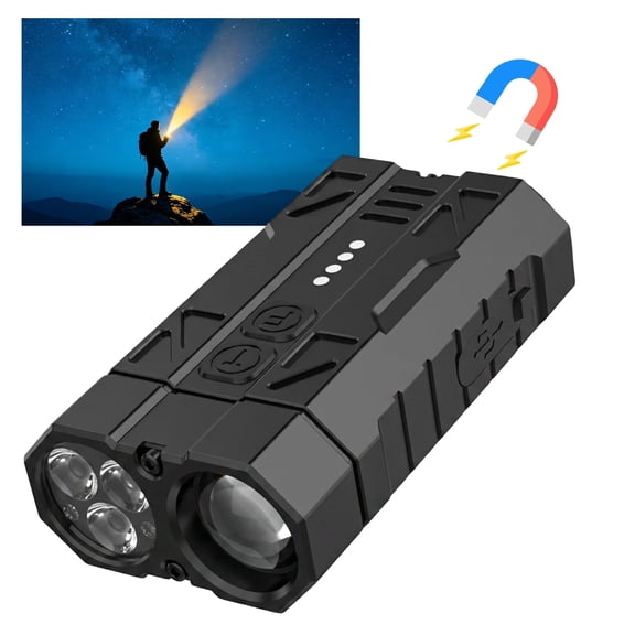 DAYBETTER Rechargeable EDC Flashlight, Spot and Flood Magnetic Work Light, LED Flashlight with Magnetic Base, Metal Clip for Emergency, Working, Hiking, Camping
