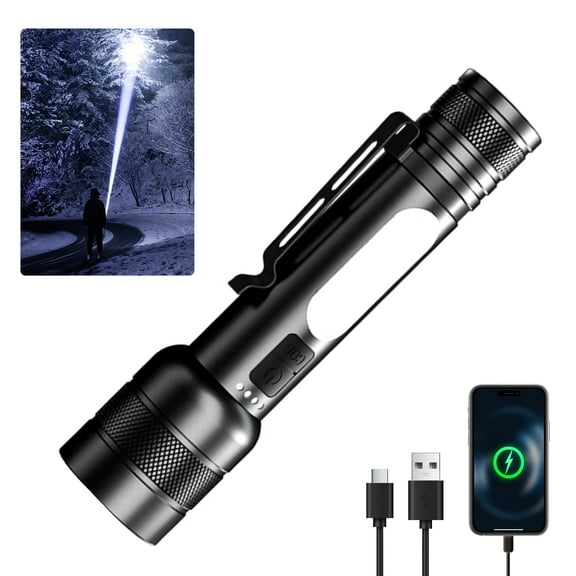 DAYBETTER Rechargeable LED Flashlight ,500LM High Lumens with 3 Modes,USB Fast Charging & Zoomable Waterproof High- Powered Flashlight, Handheld Flashlight For Outdoor Camping Home Emergency