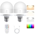 thumbnail image 1 of DAYBETTER Rechargeable Light Bulb with Remote,Backup Bulb for Sconces and Lamps,Magnetic Bulbs for Non-Hardwired Fixture,E26,3 Color Temperatures + RGB Colors, Dimmable, 2 Pack, 1 of 6