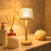 DAYBETTER Rechargeable Table Lamp, 16 Colors LED Mood Light with 3 Color Temperatures, 2-in-1 Water Ripple Projector, Dimmable Cordless Lamp with Remote & Touch Control for Shower