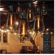 DAYBETTER ST38 Outdoor String Lights, 48ft Connectable Pitao Lights with 2700K Waterproof Bulbs, Dimmable Hanging Lights for Porch Yard Canopy
