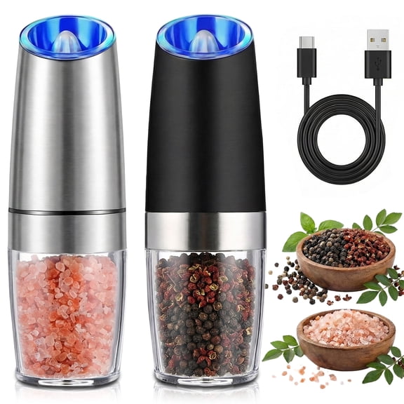 DAYBETTER Salt and Pepper Grinder Set, USB Rechargeable Electric Salt and Pepper Grinder Set, , Adjustable Coarseness Mill Grinders, for Kitchen, Dining & Camping