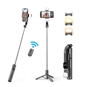 DAYBETTER Selfie Stick Tripod with Wireless Remote Control & LED Fill Lights, Portable Phone Tripod for Iphone/Android