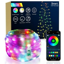 DAYBETTER Smart Fairy String Light 50ft,Twinkle Light With USB Plug-in,APP Controlled,IP65 Waterproof LED Color Changing Lights for Garden Party Decor,Bedroom(Indoor or Outdoor)