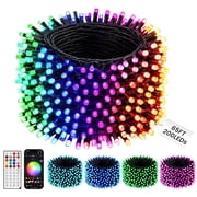 DAYBETTER Smart RGB String Lights, 65ft 200 LEDs, App & Remote Control, Million Colors Music Sync, IP44 Waterproof for Indoor, Outdoor, Garden, Yard, Large Party Decor
