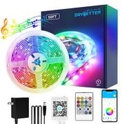 DAYBETTER Smart Wifi LED Strip Lights, 50ft Music Sync Lights work with Alexa and Google Assistant，APP Voice Remote Control RGB Lights for Indoor Decor.