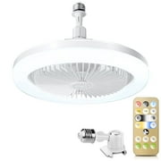 DAYBETTER Socket Ceiling Fan with Light, 11” Socket Fan Light with Remote, Dimmable LED Light for Garage Bathroom Kitchen