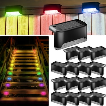 DAYBETTER Solar Deck Lights Outdoor 16 Pack, Solar Step Lights Waterproof Led Solar lights for Outdoor Stairs, Step , Fence, Yard, Patio, and Pathway(RGB)