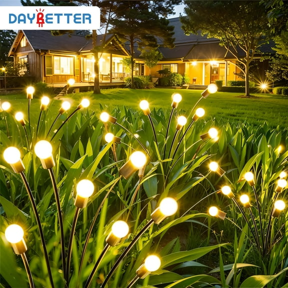 DAYBETTER Solar Garden Lights,4 Pack/8 Modes Solar Powered Firefly Lights for Path Yard Decor