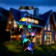 DAYBETTER Solar Hummingbird Wind Chime, 8-10 Hours Color Changing Led Wind Chime Light, Outdoor/Indoor Deco, for Home, Garden, Gifts, Birthday