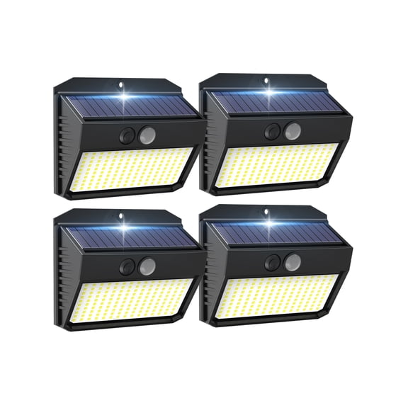 DAYBETTER Solar Lights 150 LED with Lights Reflector and 3 Lighting Modes, Solar Flood Light,IP65 Waterproof,LED Solar Fence Lighting for Garden Yard Patio Deck, 270°Wide Angle,4 Pack
