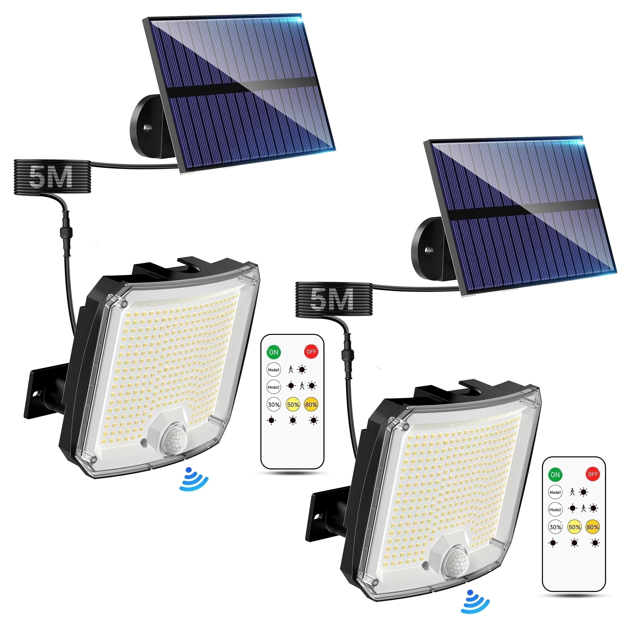 VOLIVO Solar Lights Outdoor,318LED,5 Modes Split Motion Sensor Outdoor Lights with Remote Control,IP65 Waterproof,180°Wide Angle Outdoor Solar Lights for Yard,Patio,Garden,2 Pack