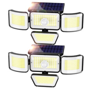 DAYBETTER Solar Lights Outdoor, 4 Heads 3000LM IP65 Waterproof Motion Sensor Security Lights with 278 LEDs, 3 Modes 270° Wide Angle Solar Outdoor Lights for Yard Garden Garage Porch (2 Pack)