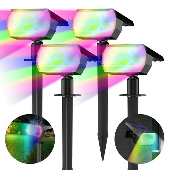 DAYBETTER Solar Lights Outdoor,Garden Yard Spot Lights for Path Landscape,7 Modes RGB Color Changing