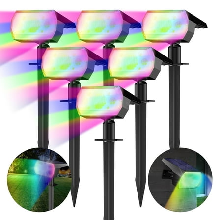 DAYBETTER Outdoor Solar Lights,7 Modes/6 Color Changing Multicolor Spotlights for Yard Garden Decor
