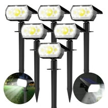 DAYBETTER Solar Lights Outdoor, IP65 Waterproof 64LEDs Dual-Purpose Lights, Solar Spot Lights with 3 Brightness Modes for Garden Yard Patio Pool Driveway Walkway (6pack-White )