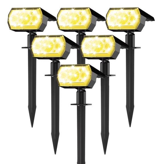 DAYBETTER Solar Lights Outdoor, IP65 Waterproof 64LEDs Dual-purpose Lights, Solar Spot Lights with 3 Brightness Modes for Garden Yard Patio Pool Driveway Walkway (6pack-Warm White)