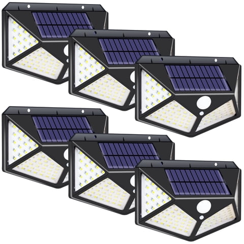 DAYBETTER Solar Lights Outdoor Waterproof, 100LED/6Pack Motion Sensor Security Lights, 3 Lighting Modes Solar Wall Lights for Garden Yard Garage Patio