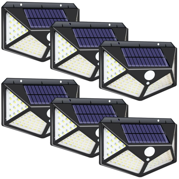 DAYBETTER Solar Lights Outdoor Waterproof, 100LED/6Pack Motion Sensor Security Lights, 3 Lighting Modes Solar Wall Lights for Garden Yard Garage Patio