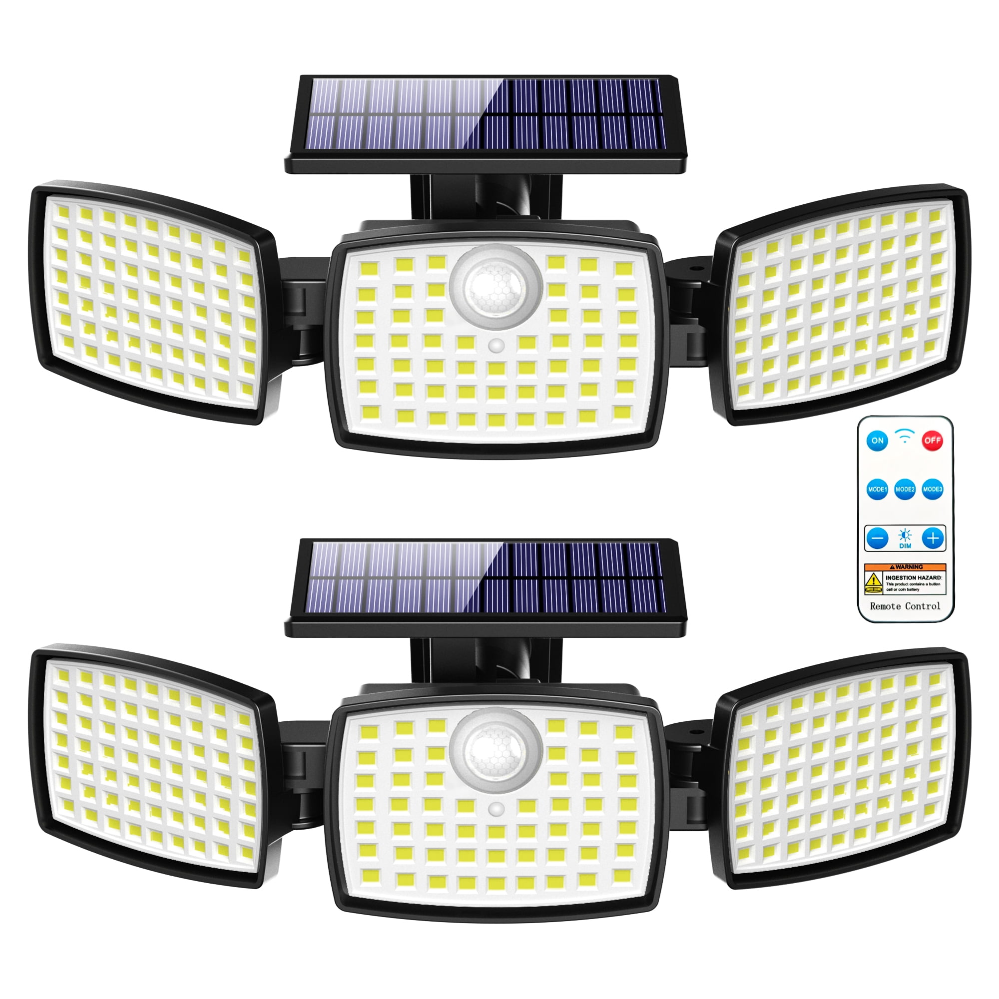 DAYBETTER Solar Outdoor Lights,179 LED Motion Sensor Outdoor Lights,3 Adjustable Heads Security Lights,IP65 Waterproof,270°Wide Angle Flood Wall Light with 3 Modes for Porch,Yard,2 Pack