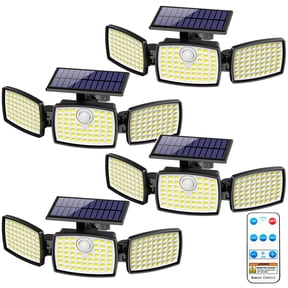 DAYBETTER Solar Outdoor Lights,179 LED Motion Sensor Outdoor Lights,3 Adjustable Heads Security Lights,IP65 Waterproof,270°Wide Angle Flood Wall Light with 3 Modes for Porch,Yard,4 Pack
