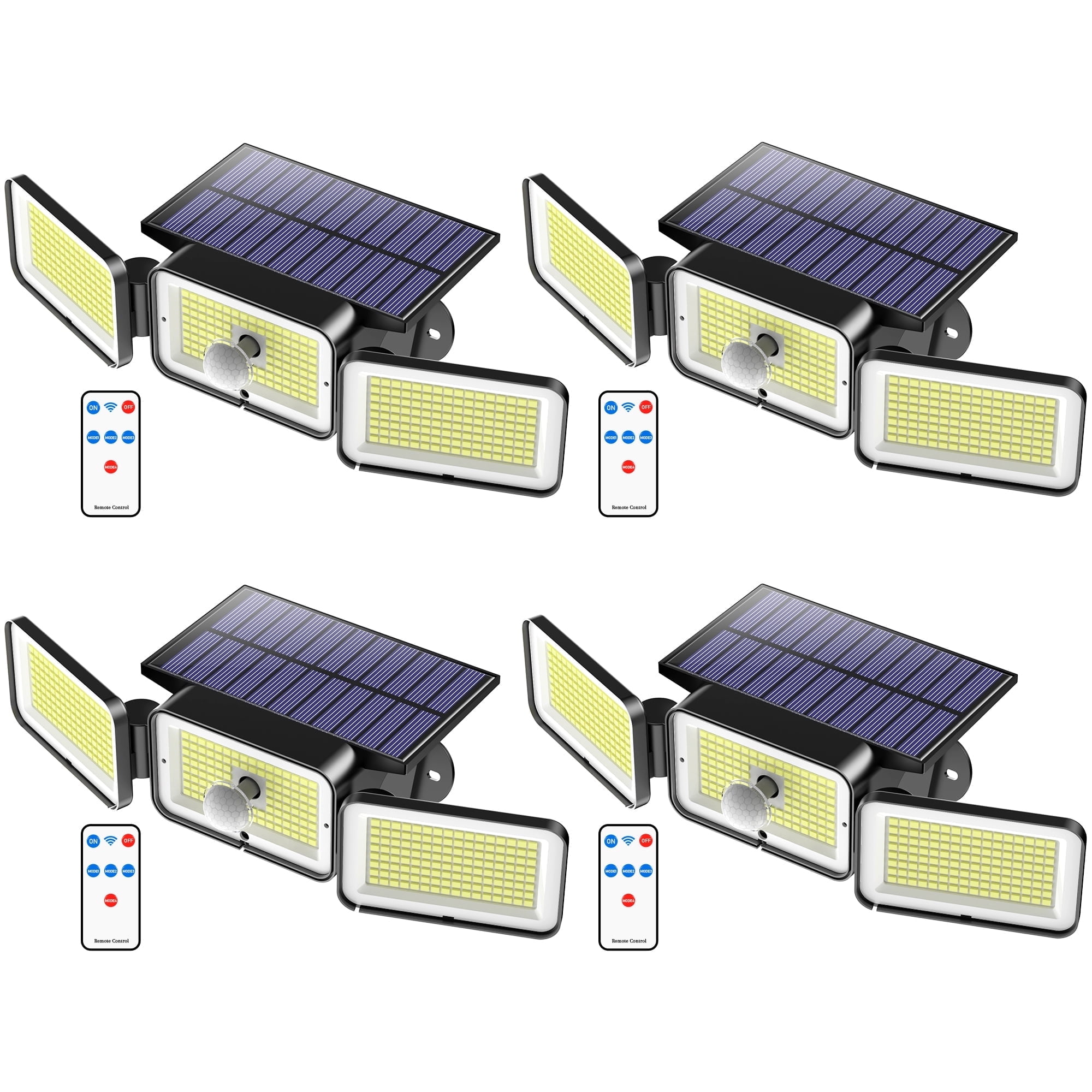 DAYBETTER Solar Outdoor Lights,368 LED Motion Sensor Outdoor Lights,3 Adjustable Heads Security   Lights,IP65 Waterproof,270°Wide Angle Flood Wall Light with 3 Modes for Porch,Yard,4 Pack