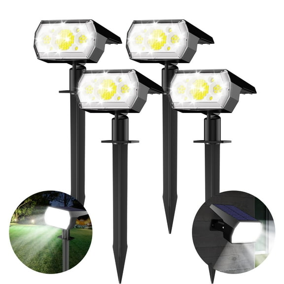 DAYBETTER Solar Outdoor Lights, IP65 Waterproof 64LEDs Solar Spot Lights, for Garden Patio Landscape Walkway (4pack-White )