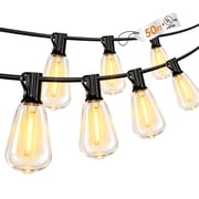 DAYBETTER Solar Outdoor String Lights,50FT Patio Lights with 12 Shatterproof ST38 Vintage Edison Bulbs, Solar Waterproof Hanging Lights, for Porch, Deck, Garden, Backyard