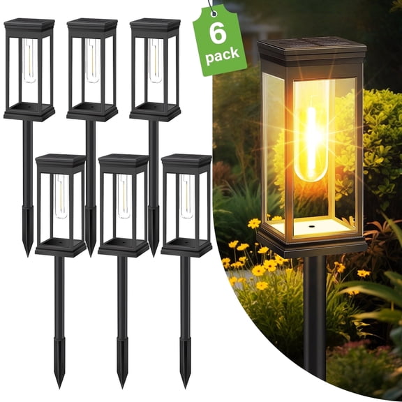 DAYBETTER Solar Pathway Lights Outdoor, 6 Pack Solar Powered Landscape Lights, IP65 Waterproof, Auto On/Off Outdoor Lights for Outside, Yard, Walkway, Patio, Garden