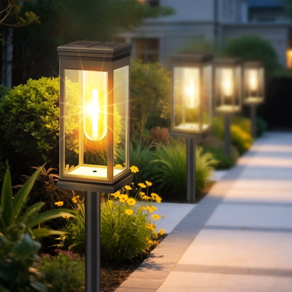 DAYBETTER Solar Pathway Lights Outdoor, Solar Powered Landscape Lights, IP65 Waterproof, Auto On/Off Outdoor Lights for Outside, Yard, Walkway, Patio, Garden