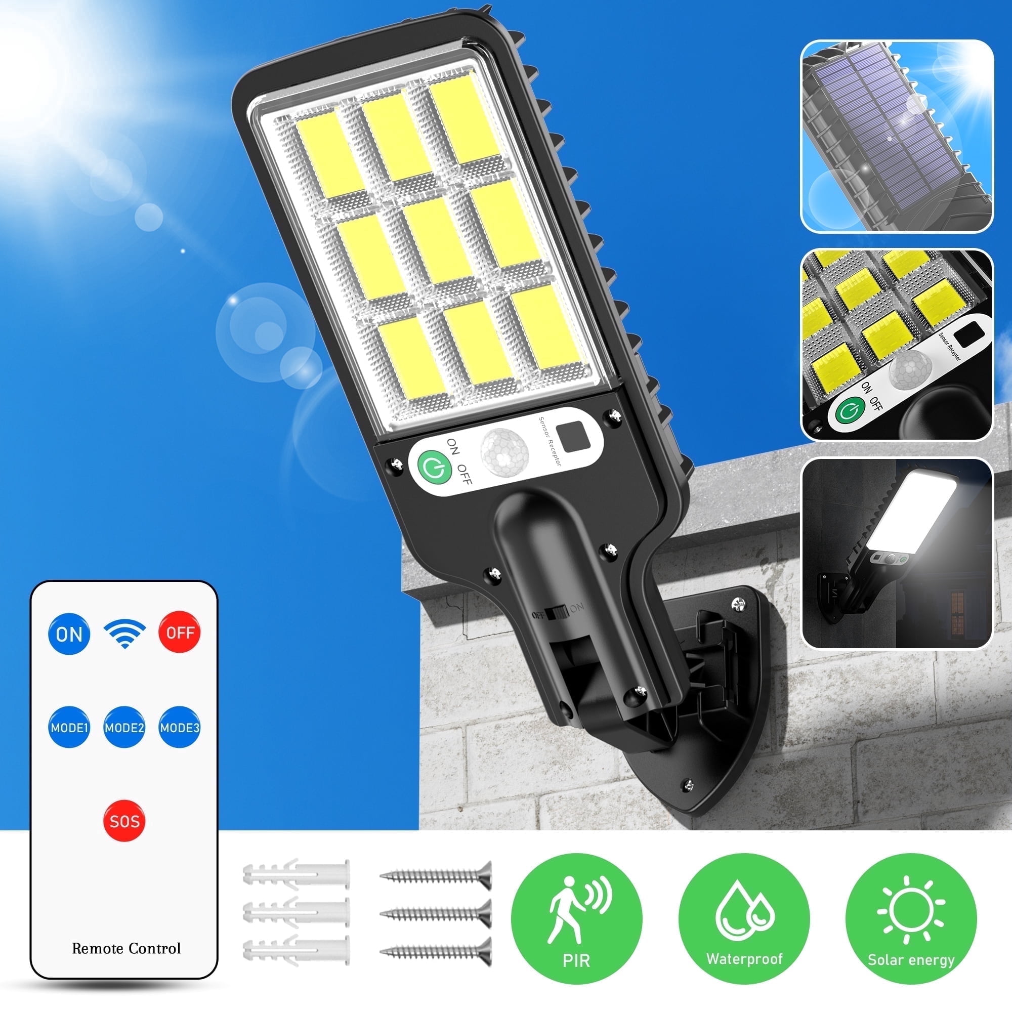 DAYBETTER Solar Street Lights Outdoor, 500LM/3Modes Solar Wall Lights Outdoor Waterproof, Dusk to Dawn Outdoor Lighting for Patio Garage Garden
