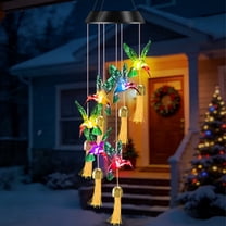 DAYBETTER Solar Wind Chimes,7 Color Changing Hummingbird Outdoor Decor, Waterproof Hanging Solar Lights for Garden, Patio, Porch, Yard, Holiday Gift