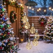 DAYBETTER Solar Wind Chimes for Outside, Waterproof Bulb Wind Chimes, Outdoor Decorative Lights, Warm White for Garden, Patio, Backyard, Window Decors