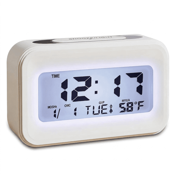 DAYBETTER Digital Alarm Clock, Backlit LCD Desk Clock with Snooze, Time, Week & Indoor Temperature Display for Bedroom, Home, Office