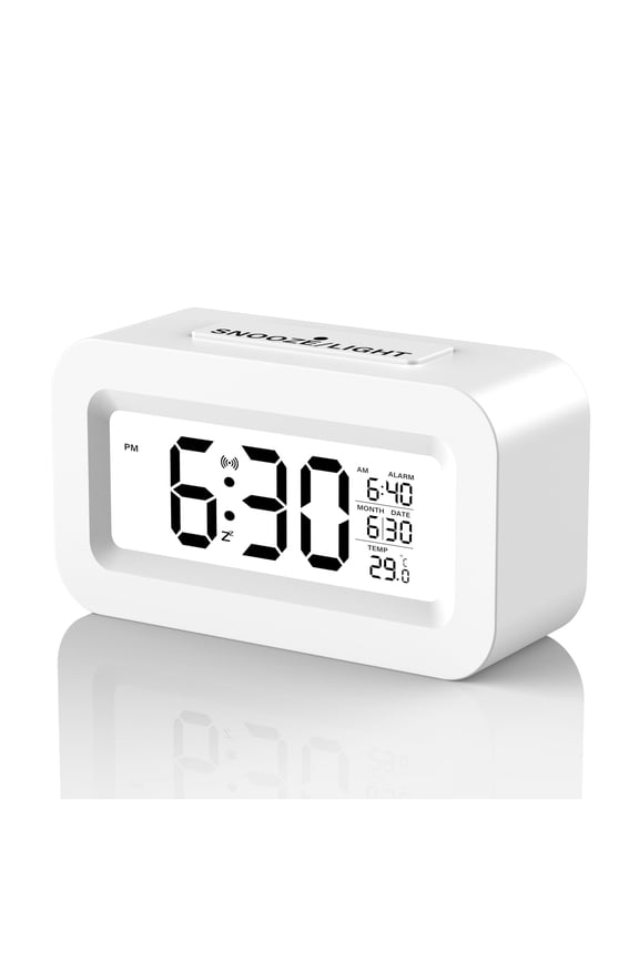 Square Digital Alarm Clock, USB charging Clock Mini , Bedside Clock with Night Light, Large Display, Snooze, Temperature, for Living Room, Bedroom, Office