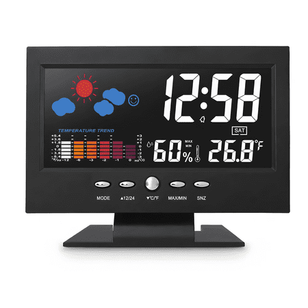DAYBETTER Color Screen Weather Station Clock, LED Display with Calendar Alarm Temp Humidity Light Weather, for Bedroom Desk Home Office