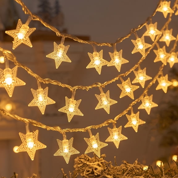 DAYBETTER Star String Lights, 33 FT 80 LED Fairy Lights USB Powered & Waterproof, for Bedroom Dorm Tent Patio Christmas Party (Warm White)