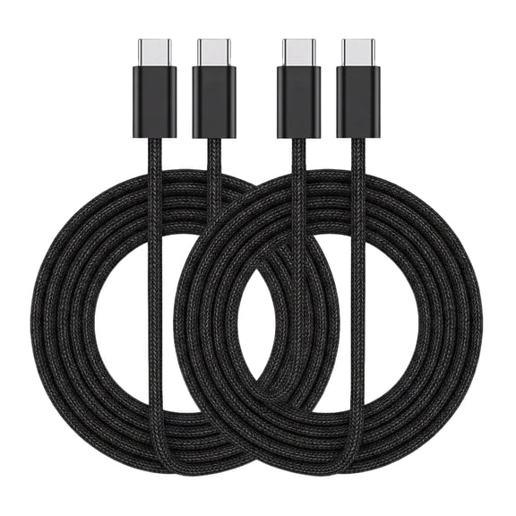 USB C to USB C Cable(2 Pack), 60W Fast Charging C to C Charger Cord Braided, 2m/6.6FT, Black