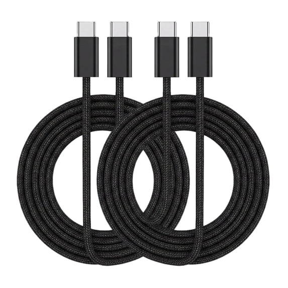 MOSENSE USB C to USB C Cable(2 Pack), 60W Fast Charging C to C Charger Cord Braided, 2m/6.6FT, Black