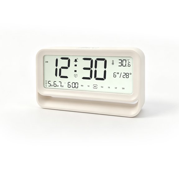 DYBETTER Digital Alarm Clock, 3 Alarms with 5/6/7 Day Modes, Touch Night Light, Temperature Detection, Auto Mute ModeSnooze & 8 Ringtones, 12/24H for Bedrooms Dorms Offices