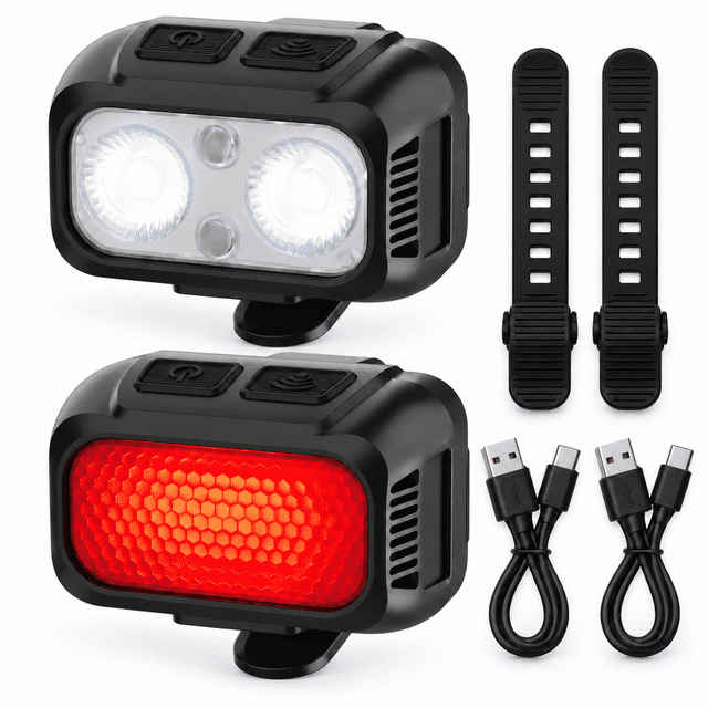 DAYBETTER USB Rechargeable Bike Light Set, Super Bright Front Headlight ...