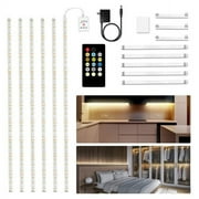 DAYBETTER Under Cabinet LED Lighting Kit 20FT, 6 Pcs LED Strip Lights with RF Remote Control Dimmer and Adapter, Dimmable 2700K-6500K for Kitchen Cabinet,Counter,Shelf,TV Back,Super Bright,Timing