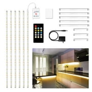 DAYBETTER Under Cabinet LED Lighting Kit 9.8FT, 6 Pcs LED Strip Lights with RF Remote Control Dimmer and Adapter, Dimmable 2700K-6500K for Kitchen Cabinet,Counter,Shelf,TV Back,Super Bright,Timing