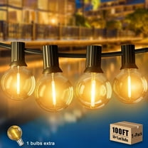 DAYBETTER Waterproof 100FT Outdoor String Lights, with 50   1 Plastic G40 , Connectable Shatterproof Outside Hanging Lights for Backyard Porch Deck
